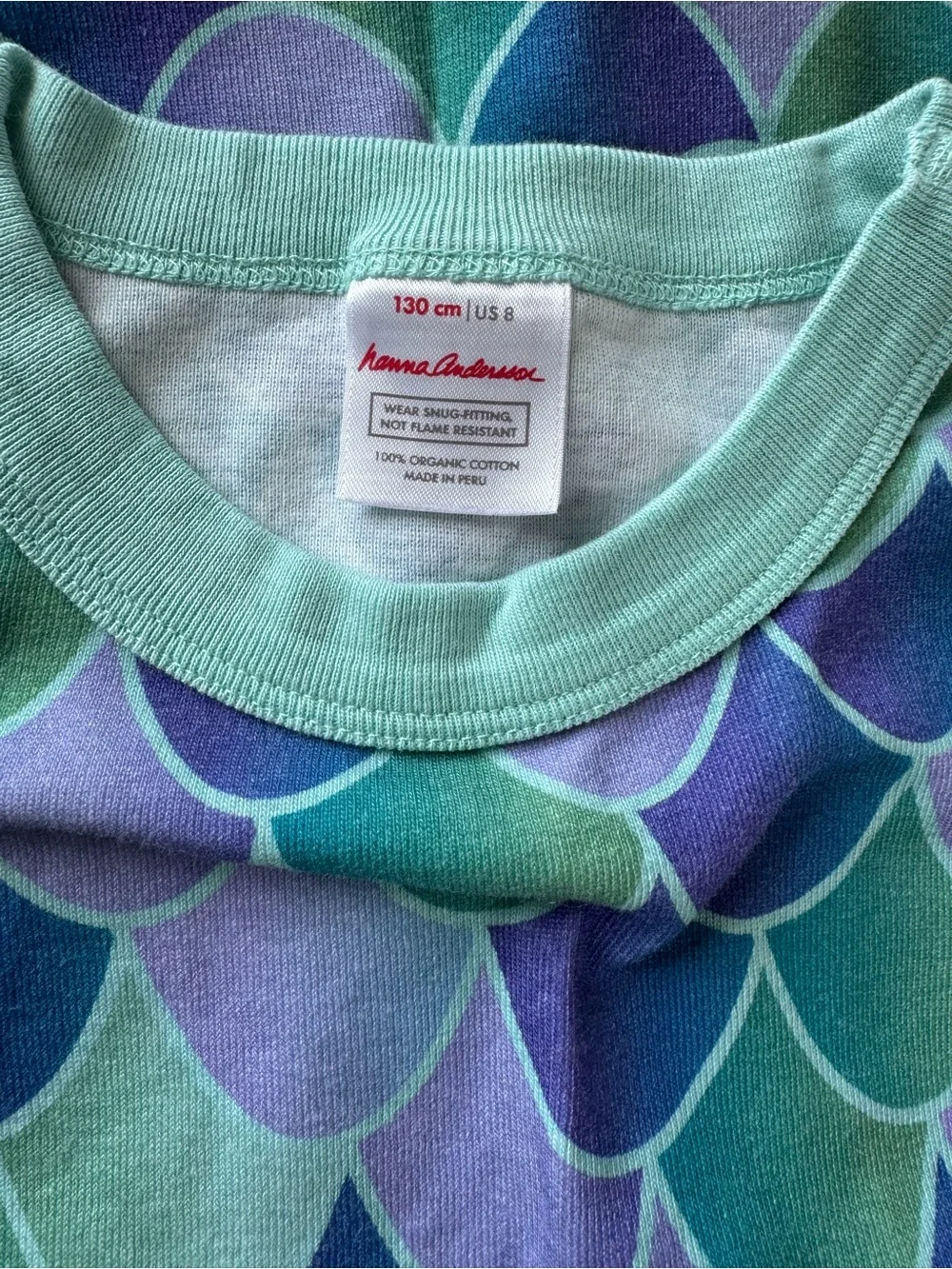 Hanna Andersson Mermaid Scale Pajama Set Girls Size 8 Organic Cotton